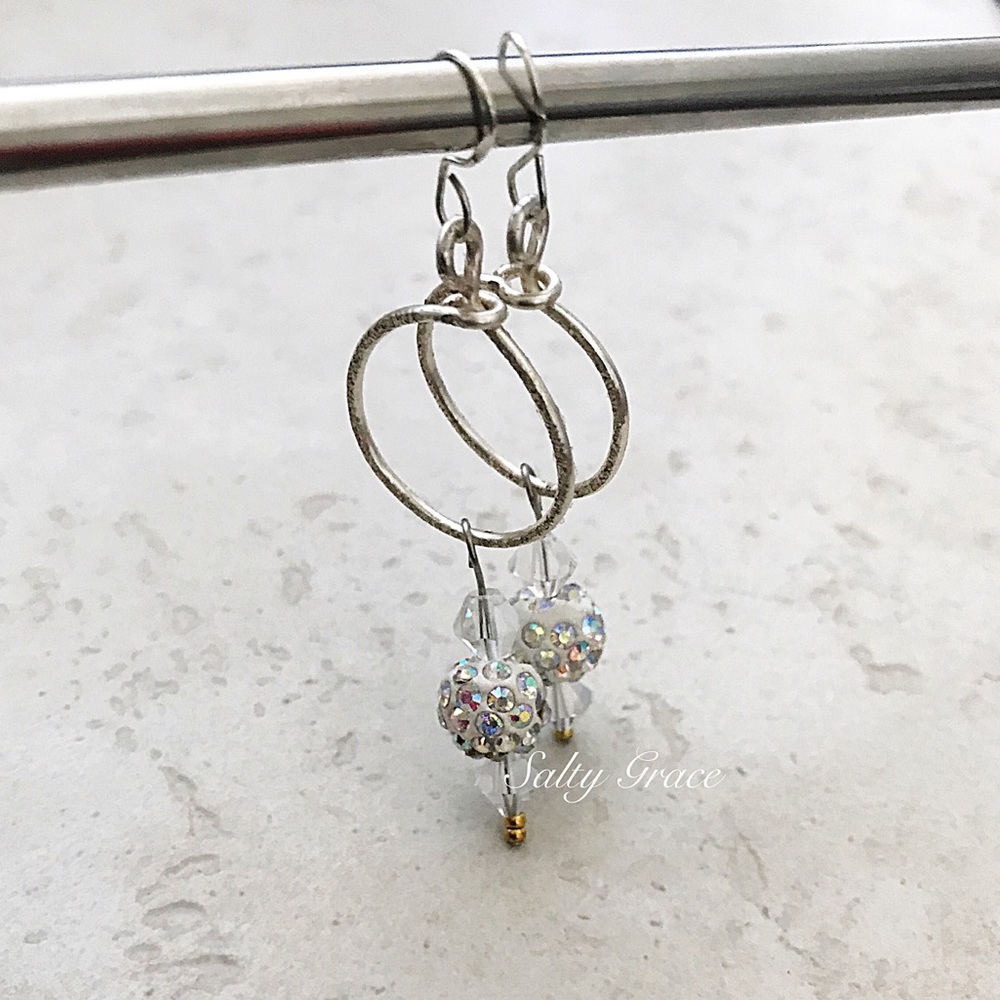 White Swarovski sterling silver earrings - Picture 3 of 7